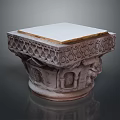 Decorative Carved Stone Pedestal With Intricate Patterns And White Top Surface 3d model