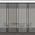 Modern Textured Glass Room Divider With Grid Wave Patterns And Metal Frame In Dining Interior
