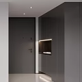 Modern Minimalist Kitchen Interior With Dark Cabinets Central Island Counter And Bar Stools