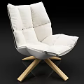 White Upholstered Accent Chair With Modern Design And Cross Wooden Legs