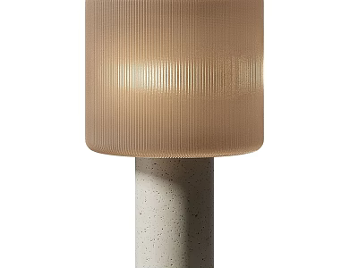 Modern Table Lamp With Beige Ribbed Shade And Concrete Base Soft Lighting 3d model
