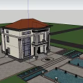 Elegant Two Story Detached Villa Exterior With Large Windows Front Steps And Greenery