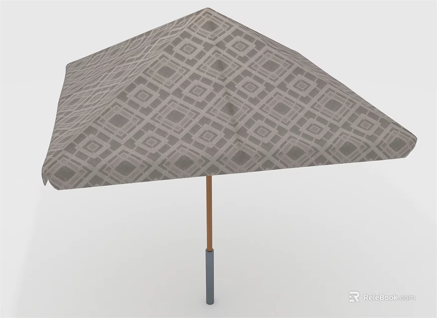Outdoor Umbrella Furniture With Diamond Pattern Canopy Wooden Pole And Gray Handle 3d model 