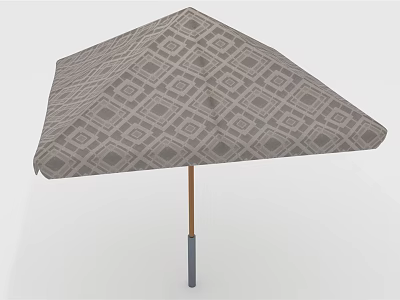 Outdoor Umbrella Furniture With Diamond Pattern Canopy Wooden Pole And Gray Handle 3d model