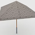 Outdoor Umbrella Furniture With Diamond Pattern Canopy Wooden Pole And Gray Handle
