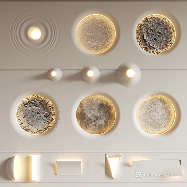 Modern Wall Lamps With Circular Moon Surface Texture Design For Soft Lighting 3d model 