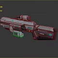 Futuristic Sci Fi Weapon With Metallic Design Green Glowing Accents And Scope