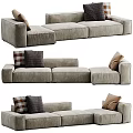 Modern Sectional Sofa With Plush Decorative Pillows And Comfortable Seating 3d model