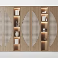 Wooden Decorative Cabinet Interior Design With Shelves Decorations Books Vases And Lighting