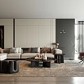 Modern Living Room Interior With Sofa Armchairs Coffee Table And Floor Lamp
