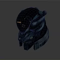 Futuristic Sci Fi Helmet With Metallic Black And Blue Detailed Design