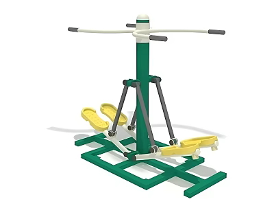 Outdoor Fitness Equipment With Green Frame And Yellow Seats For Exercise 3d model