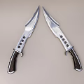 Two Sharp Knives With Silver Blades And Black Handles Decorative Holes On Light Background