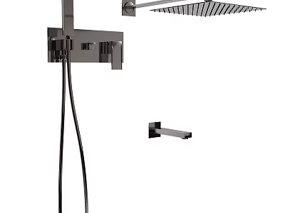 Modern Shower System With Rainfall Head Handheld Sprayer And Control Panel 3d model