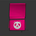 Pink Storage Box With Panda Design Open Lid Mesh Interior And Handle