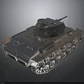 Military Tank With Metallic Texture Turret Tracks And Gun Barrel Design