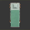 Adjustable Hospital Bed Furniture with Green Mattress White Frame and Wheels