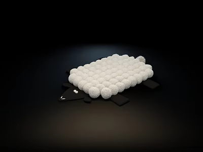 Creative Square Rug Composed Of Small White Spheres On Black Background 3d model