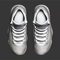 White High Top Athletic Shoes with Silver Glitter Accents Modern Design Lace Up Closure