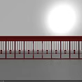 Red Metal Railing Modern Design With Vertical Spindles And Top Rail 3d model