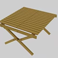 Golden Outdoor Table with Striped Tabletop and Folding Legs for Garden Patio Use