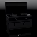 Modern Black Kitchen Gas Stove Appliance With Two Burners And Control Knobs 3d model