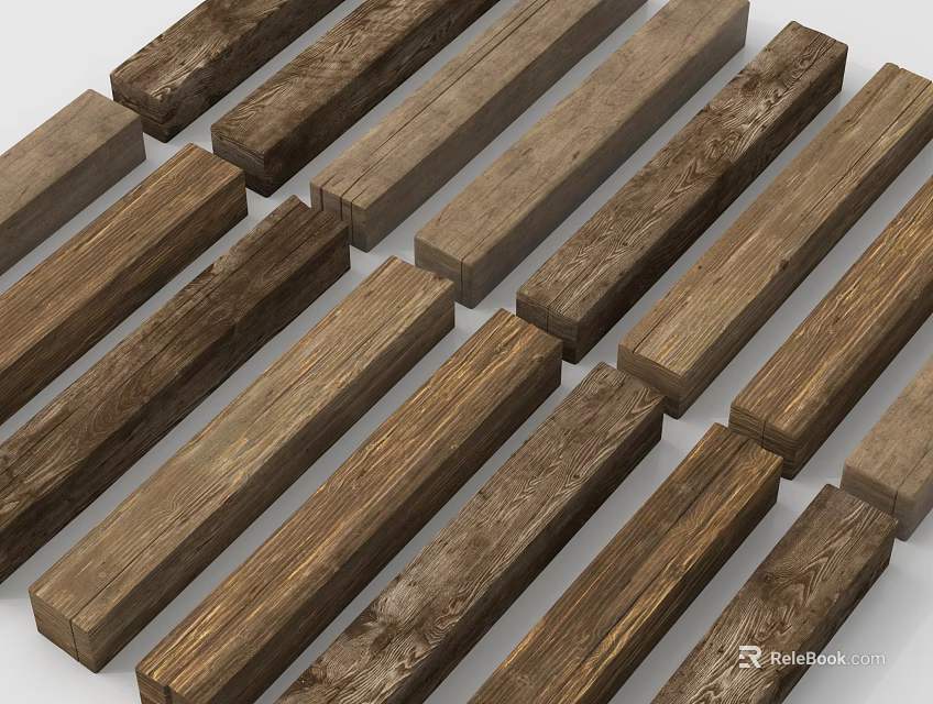 Natural Stone Wood Planks With Textured Surface For Interior Decoration And Craft 3d model 