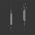 Two Metallic Syringes with Classic Design and Needles as Essential Medical Devices