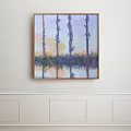 Colorful Impressionist Oil Painting Depicting Natural River Scenery Hanging on Interior Wall