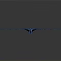Blue Flying Creature 3D Model With Spread Wings On Dark Background
