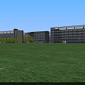 Modern Multi story School Building Exterior With Balconies Green Landscaping And Trees