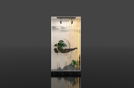 Net red card point anniversary Zen landscape pine window 3d model