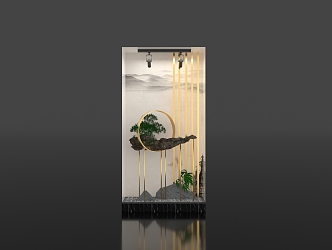 Net red card point anniversary Zen landscape pine window 3d model