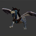 Fantasy Mythical Dragon Game Character with Blue White Scales Armored Head Glowing Accents and Wings