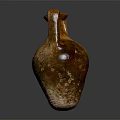 Brown Two Handled Ceramic Vase With Textured Surface And Dark Background Reflection 3d model