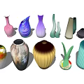 Various Decorative Vases With Colorful Patterns And Unique Shapes For Home Decoration