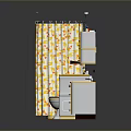 Modern Bedroom Interior With Yellow And White Furniture Bed Wardrobe Desk And Storage Units
