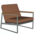 Modern Stylish Accent Chair With Brown Leather Upholstery And Sleek Metal Frame
