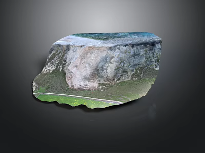 Natural Rock Formation With Flat Top Green Grass And Gray Rocky Texture 3d model