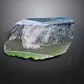 Natural Rock Formation With Flat Top Green Grass And Gray Rocky Texture