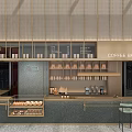 Modern Elegant Coffee Shop Interior With Bar Counter Coffee Beans And Green Stools