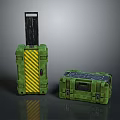 Large And Small Green Storage Boxes With Yellow Stripes Black Handle And Panel Latches