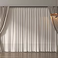 Beige And White Window Curtains With Tieback Design And Sheer Fabric