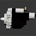 Industrial Mechanical Component With Silver Casing Black Base Gold Connectors And Shaft