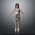Adorable Young Girl In Light Colored Dress With Bow Detail And White Shoes Standing With Arms Outstretched Pose
