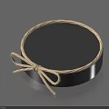 Elegant Black Round Household Storage Box With White Rope Bow Decoration