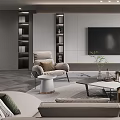 Modern Living Room Interior Design With TV Wall Sofa Area Rug And Fireplace