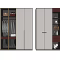 Modern Wardrobe Design With Hanging Rods Folded Clothes And Storage Shelves