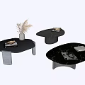Modern Marble Top Coffee Tables With Different Base Designs And Decorative Items 3d model