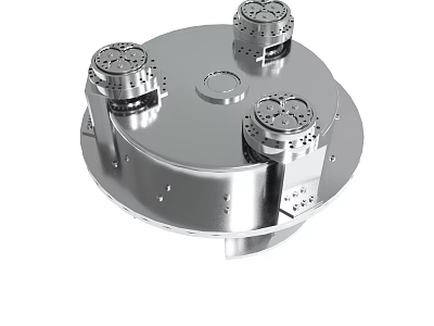 Industrial Metal Circular Mechanical Device With Three Rotating Components And Central Hole 3d model